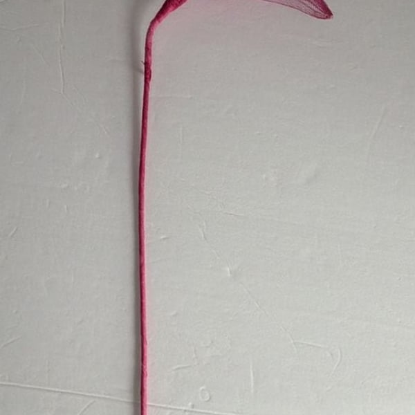 Pink Mesh Wire Flower Stem Floral Pick with Beaded Center