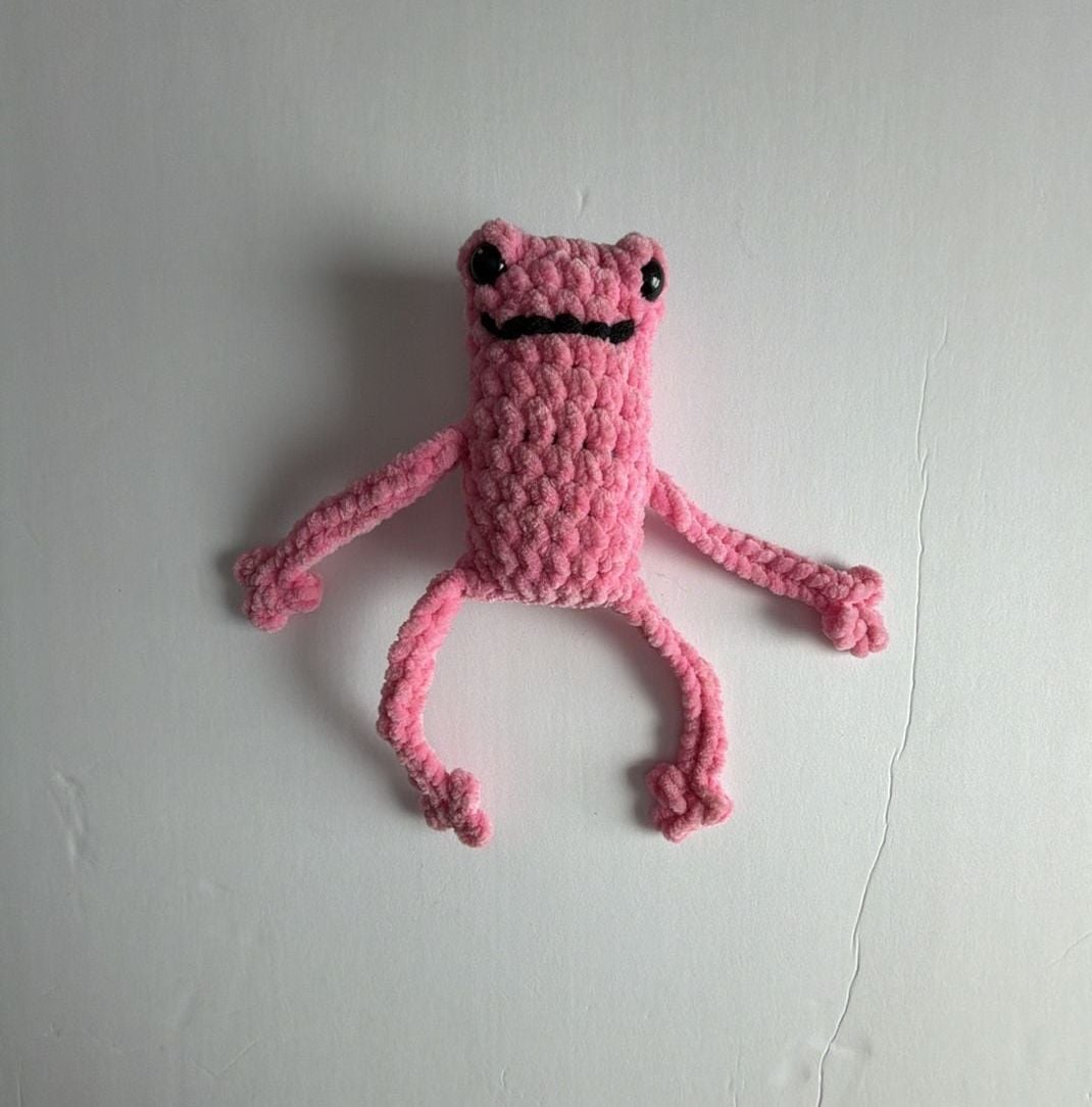 Handmade Crochet Pink Leggy Frog Plushie Amigurumi 1