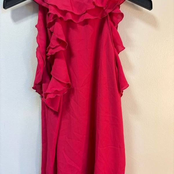 Adora Hot Pink Ruffle Blouse Top S