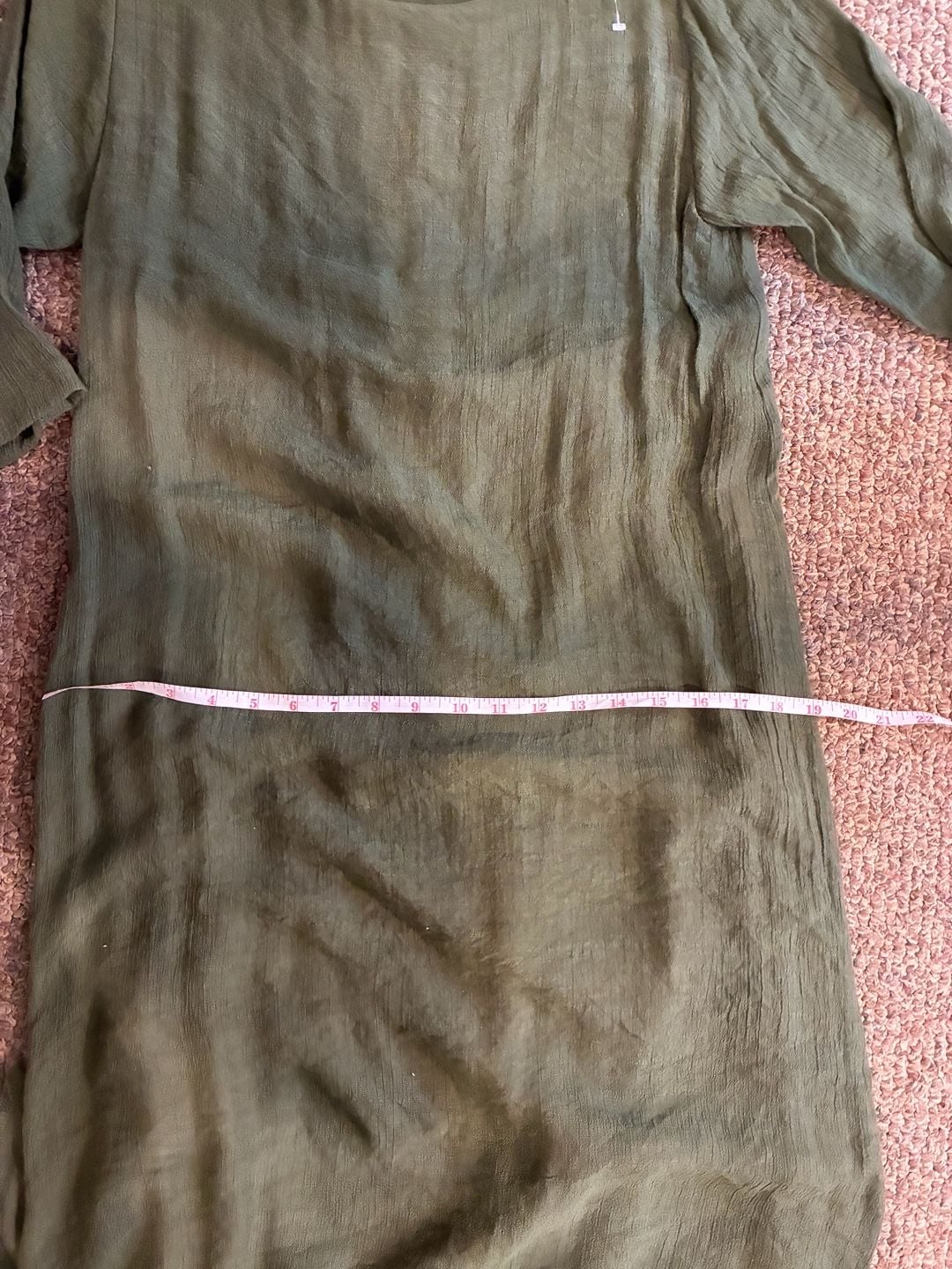 Women's Olive Green and Beige Cotton Linen False Two-Piece Maxi Dress 8