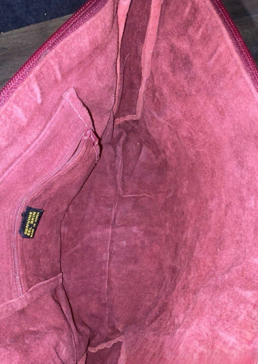 Burgundy Eel Skin Hobo Purse with Suede Interior 5