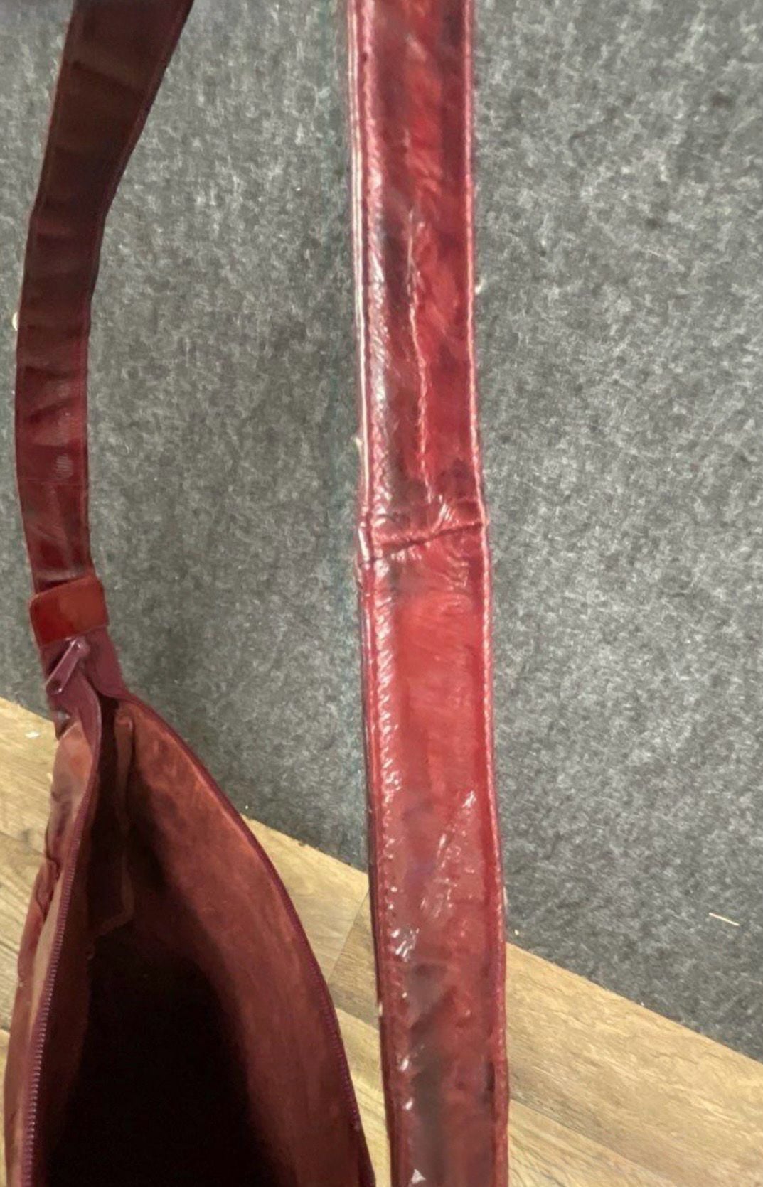 Burgundy Eel Skin Hobo Purse with Suede Interior 7