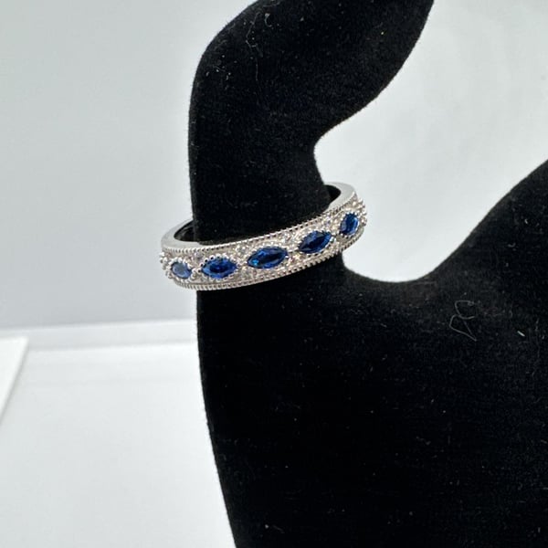 Kelly Waters Silver Sapphire & CZ Band