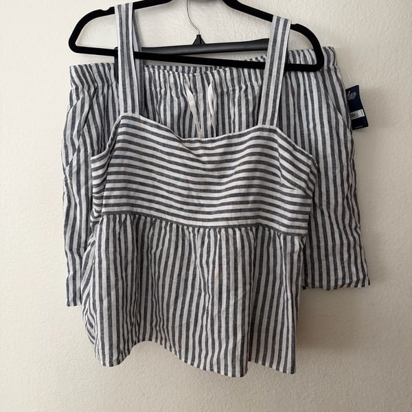 Lucky Brand Striped Linen Shorts and Top Set