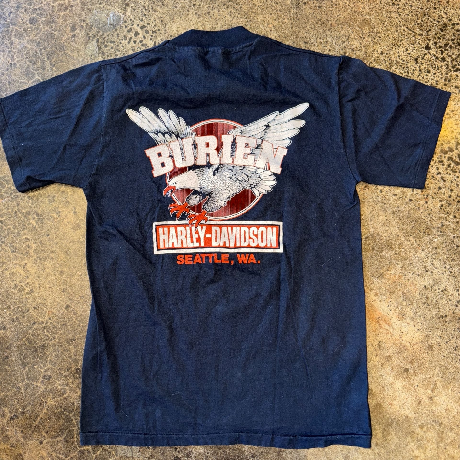 Crazy Rare Vintage 80s Harley-Davidson Eagle Graphic Black T-Shirt M 6
