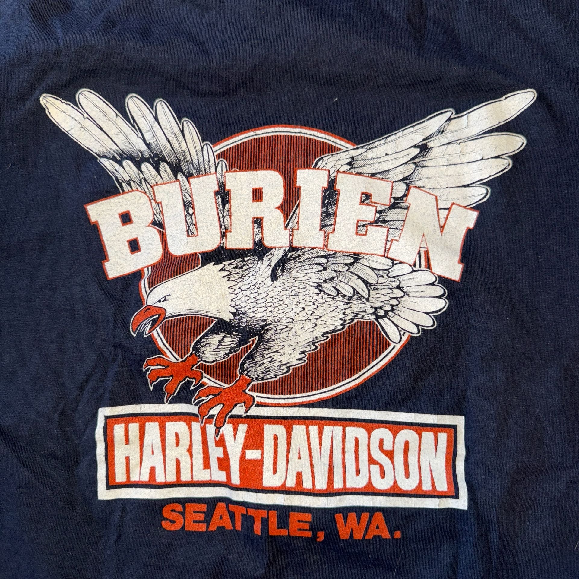 Crazy Rare Vintage 80s Harley-Davidson Eagle Graphic Black T-Shirt M 7