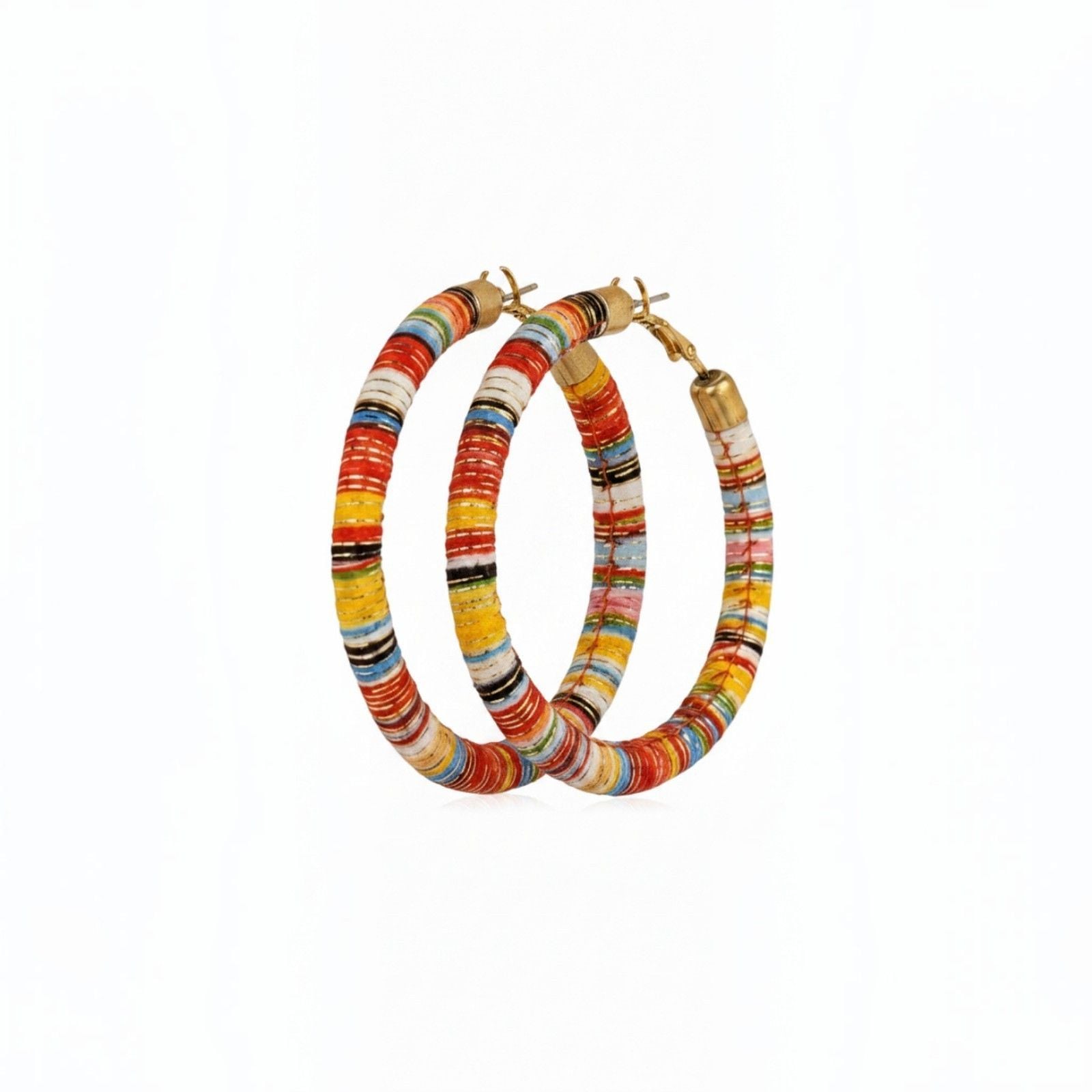 Boho Hoop Earrings Plunder Lena Thread Wrapped Colorful 3 Inch Statement Jewelry 2