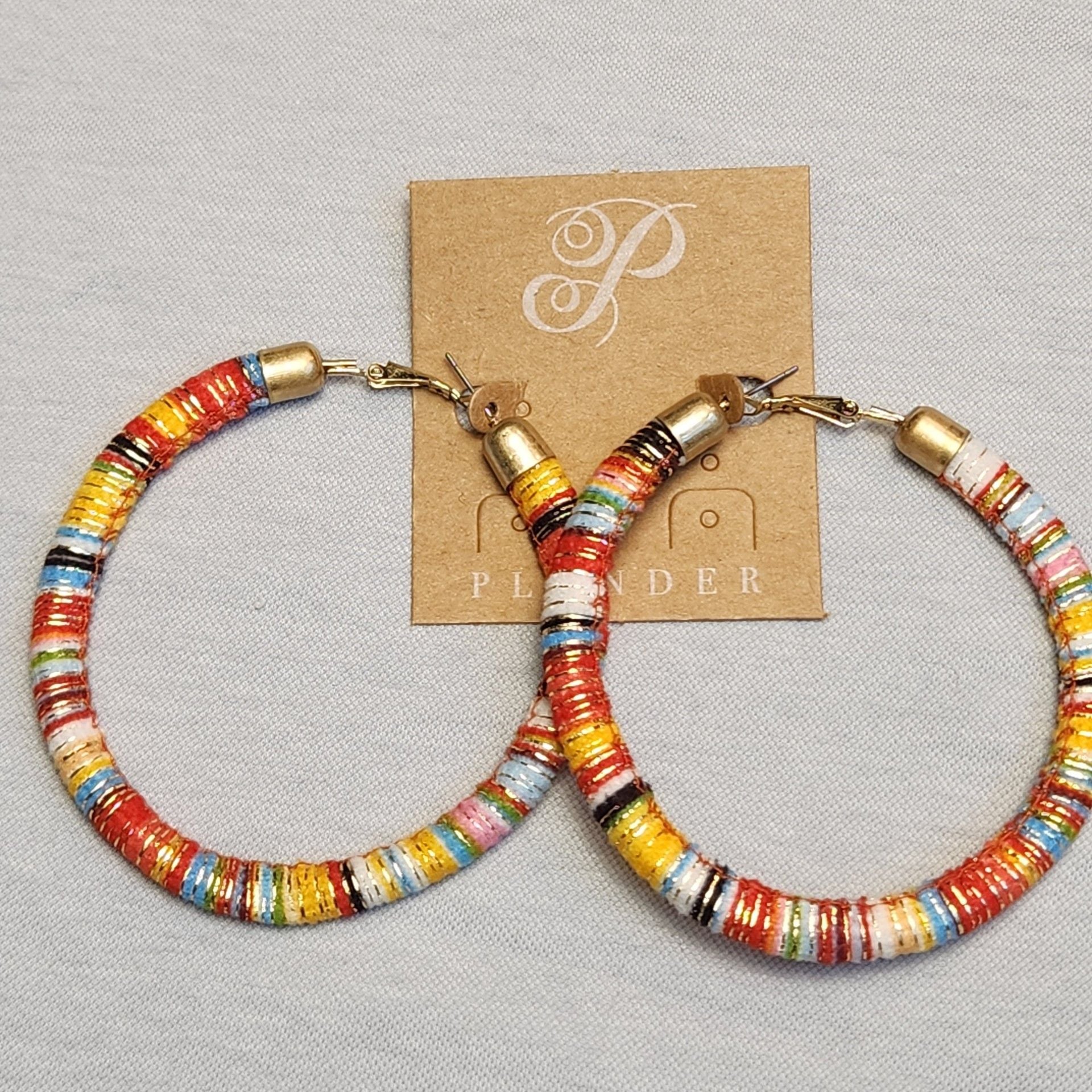 Boho Hoop Earrings Plunder Lena Thread Wrapped Colorful 3 Inch Statement Jewelry 5