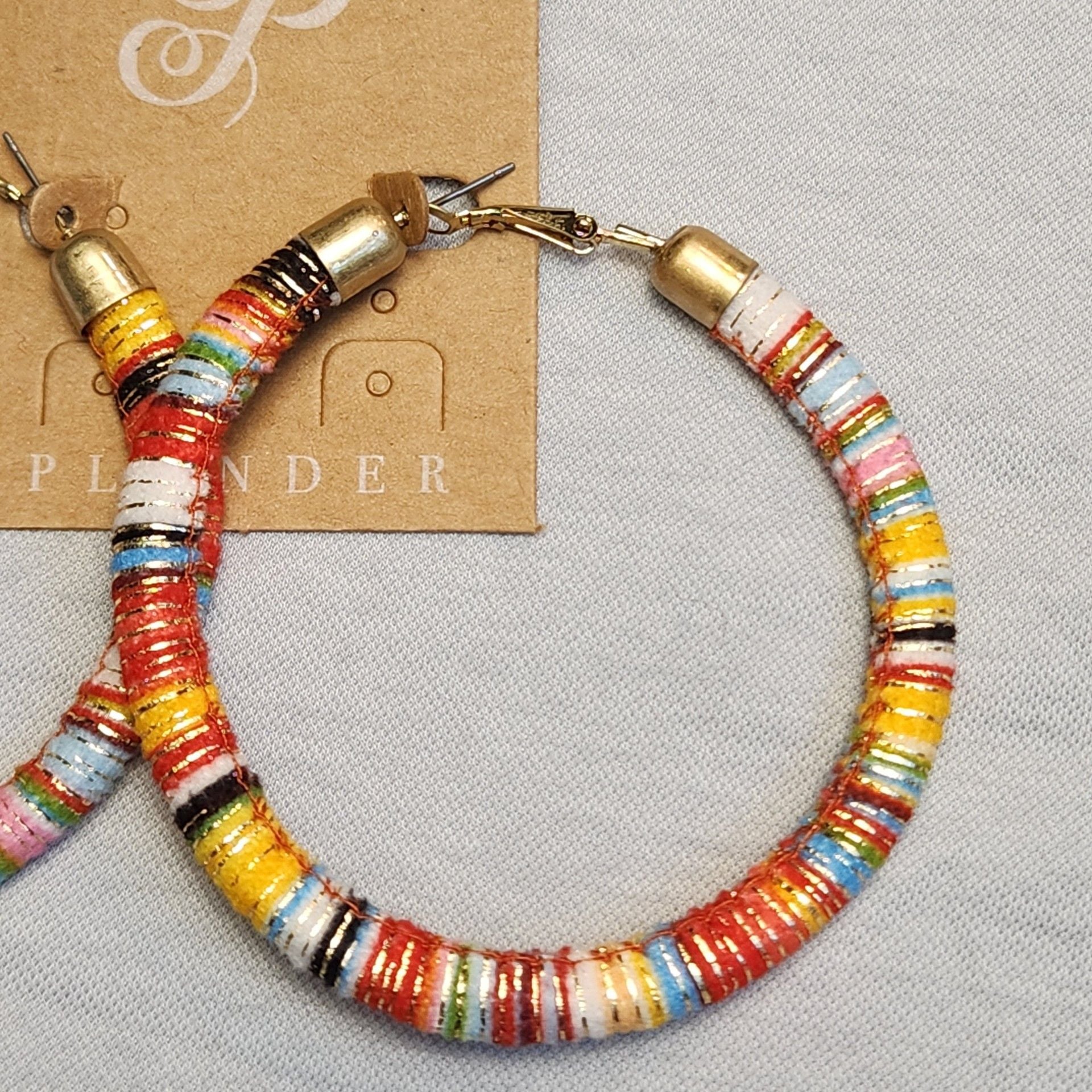 Boho Hoop Earrings Plunder Lena Thread Wrapped Colorful 3 Inch Statement Jewelry 6