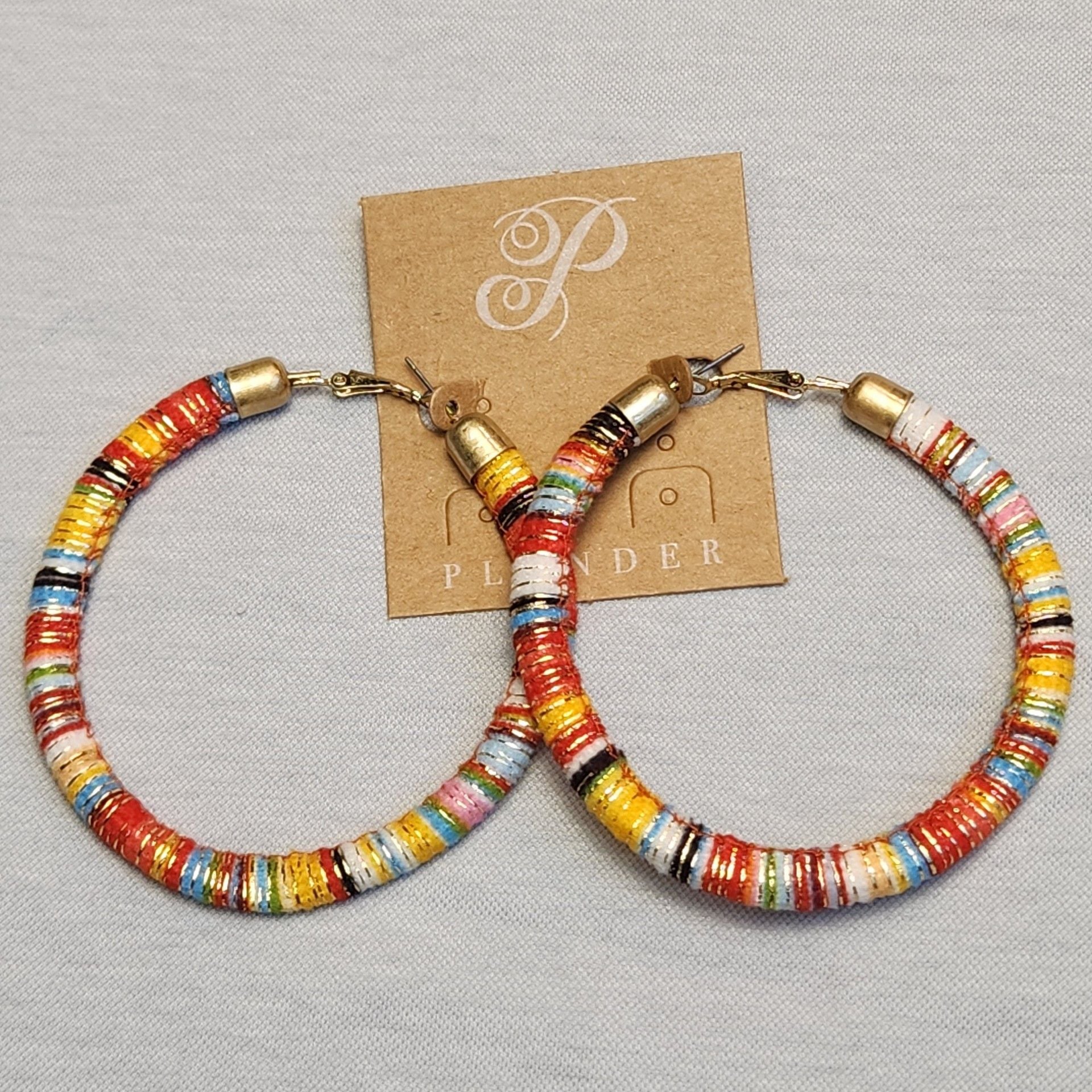Boho Hoop Earrings Plunder Lena Thread Wrapped Colorful 3 Inch Statement Jewelry 8
