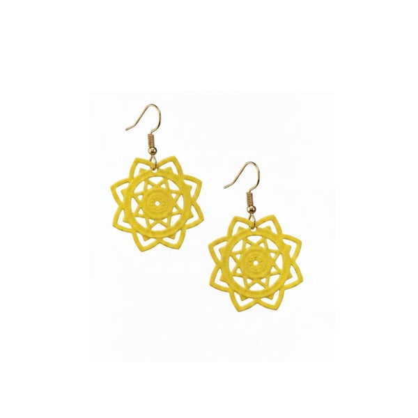 Plunder Yellow Filigree Spring Sunburst Drop Earrings