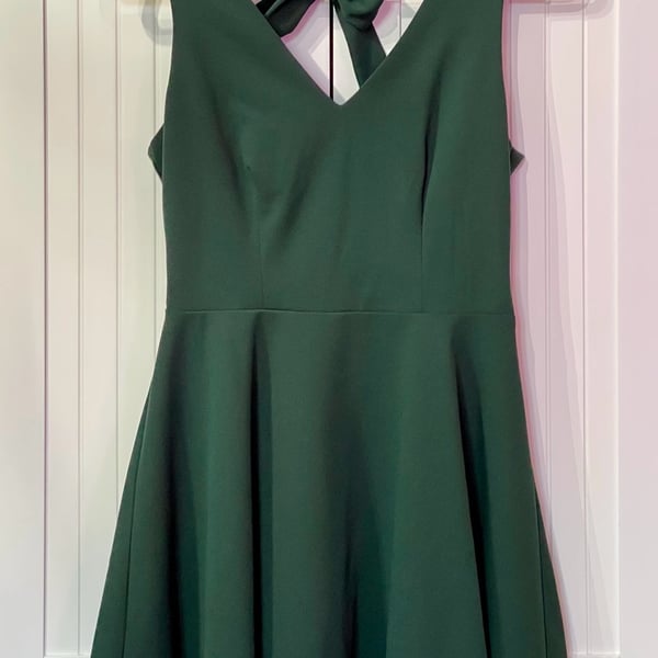 B. Darlin Forest Green Fit and Flare Dress with Tie Back Size 5/6