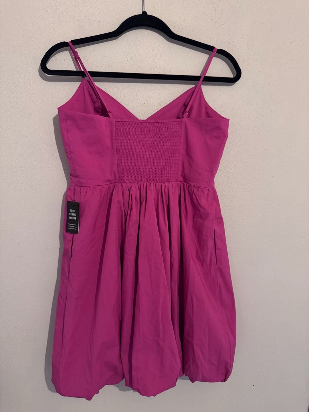 NWT Express Fuchsia Bubble Hem Mini Dress Spaghetti Strap V-Neck Size S 4