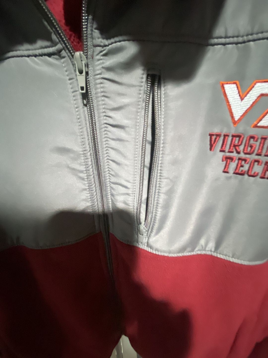 Virginia Tech Hokies Full Zip Fleece Jacket Maroon Grey Mens 4