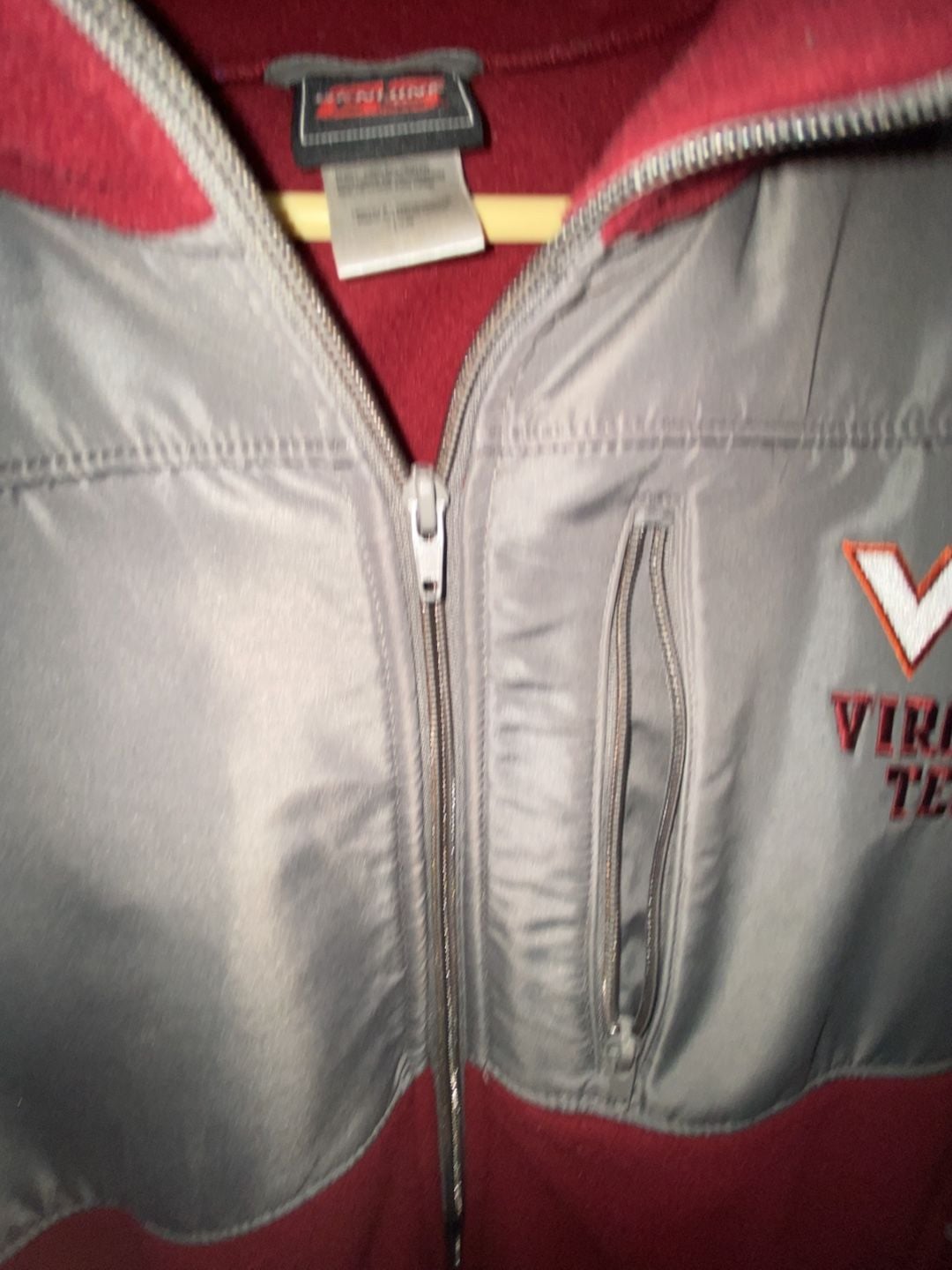 Virginia Tech Hokies Full Zip Fleece Jacket Maroon Grey Mens 8