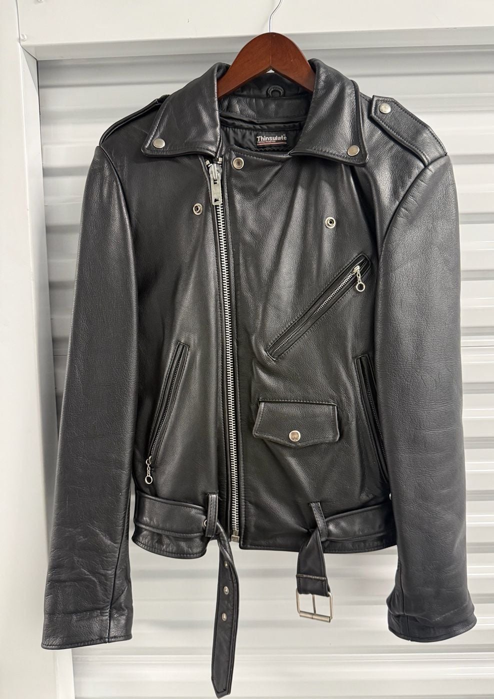 Vintage Open Road Thinsulate Black Leather Motorcycle Biker Jacket Size 36 2