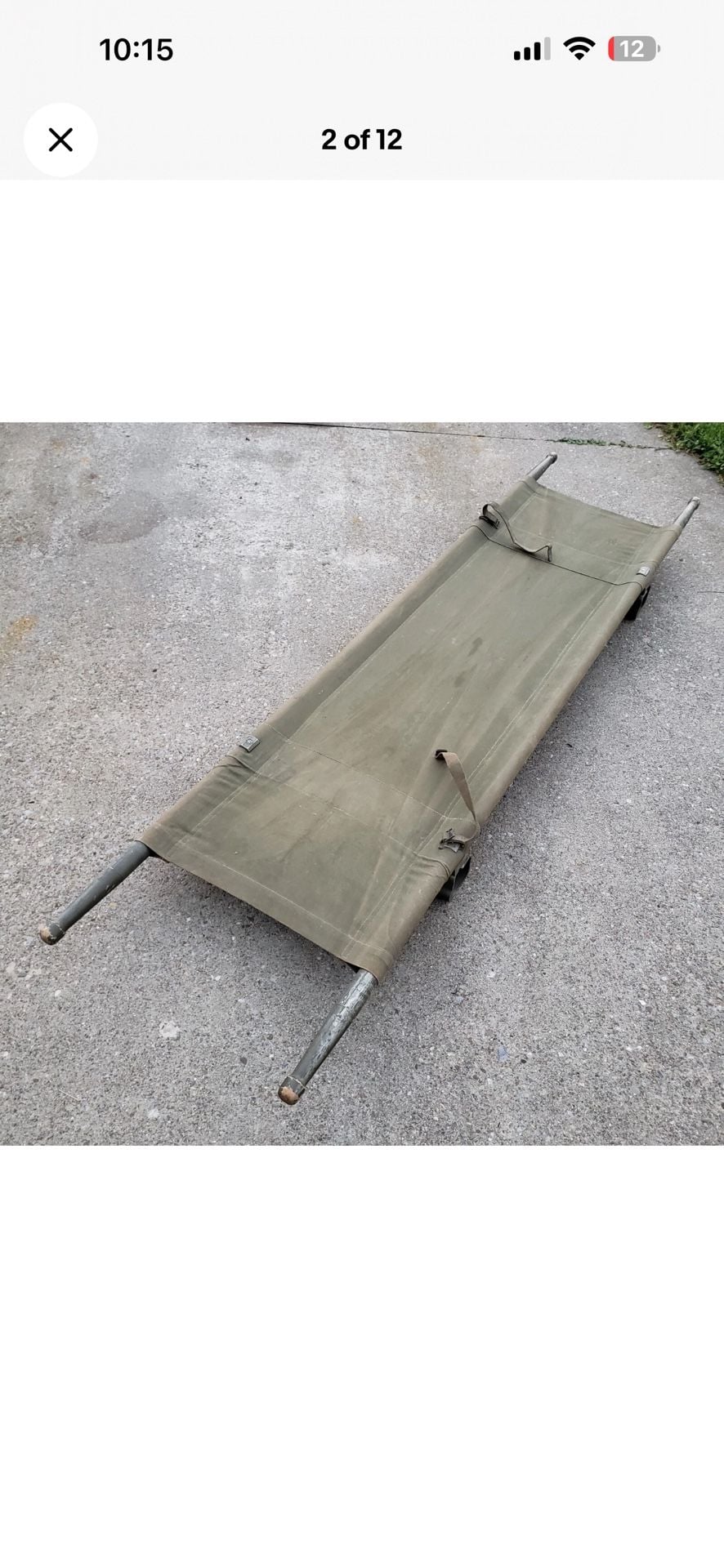 (3) Vintage US Military Medical Corps Folding Stretcher Litter Gurney Canvas 2