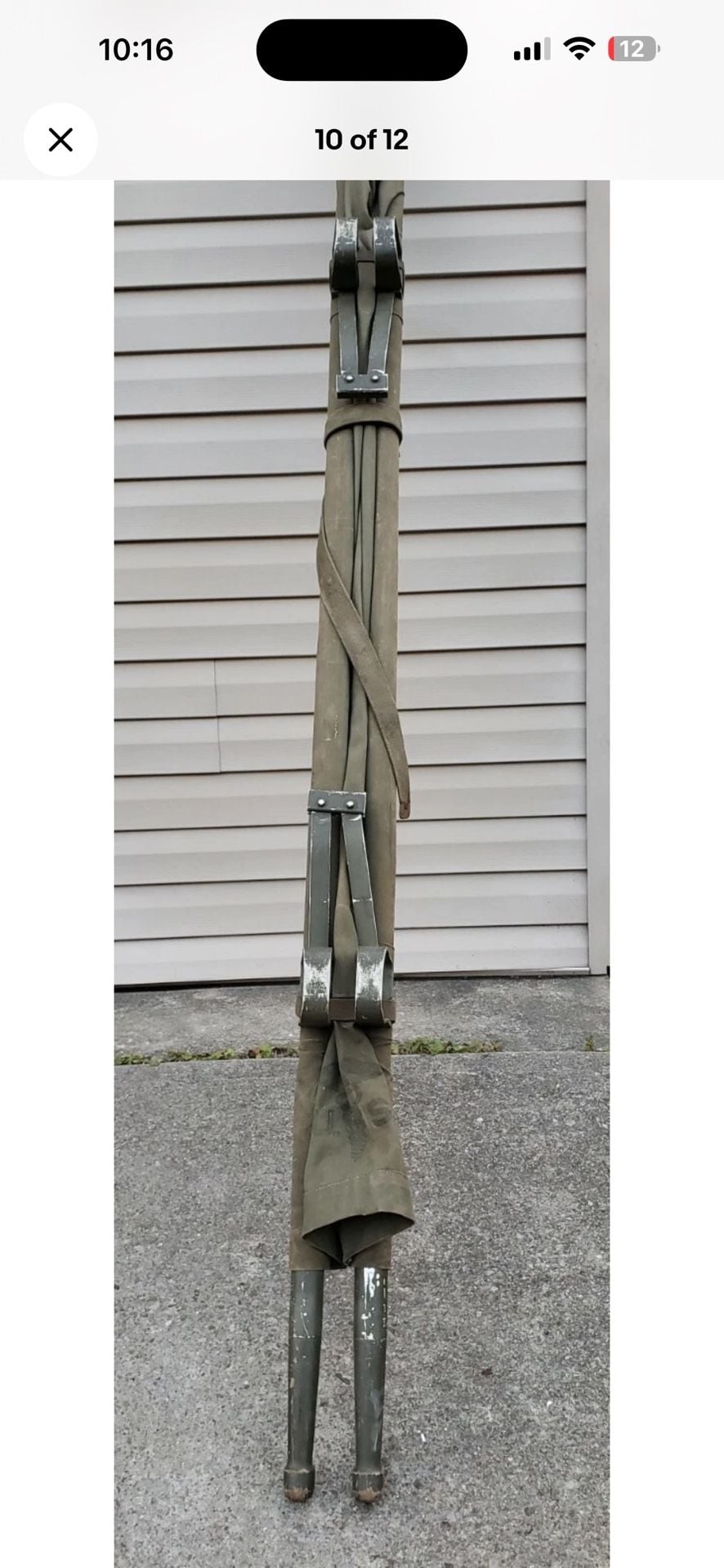 (3) Vintage US Military Medical Corps Folding Stretcher Litter Gurney Canvas 6