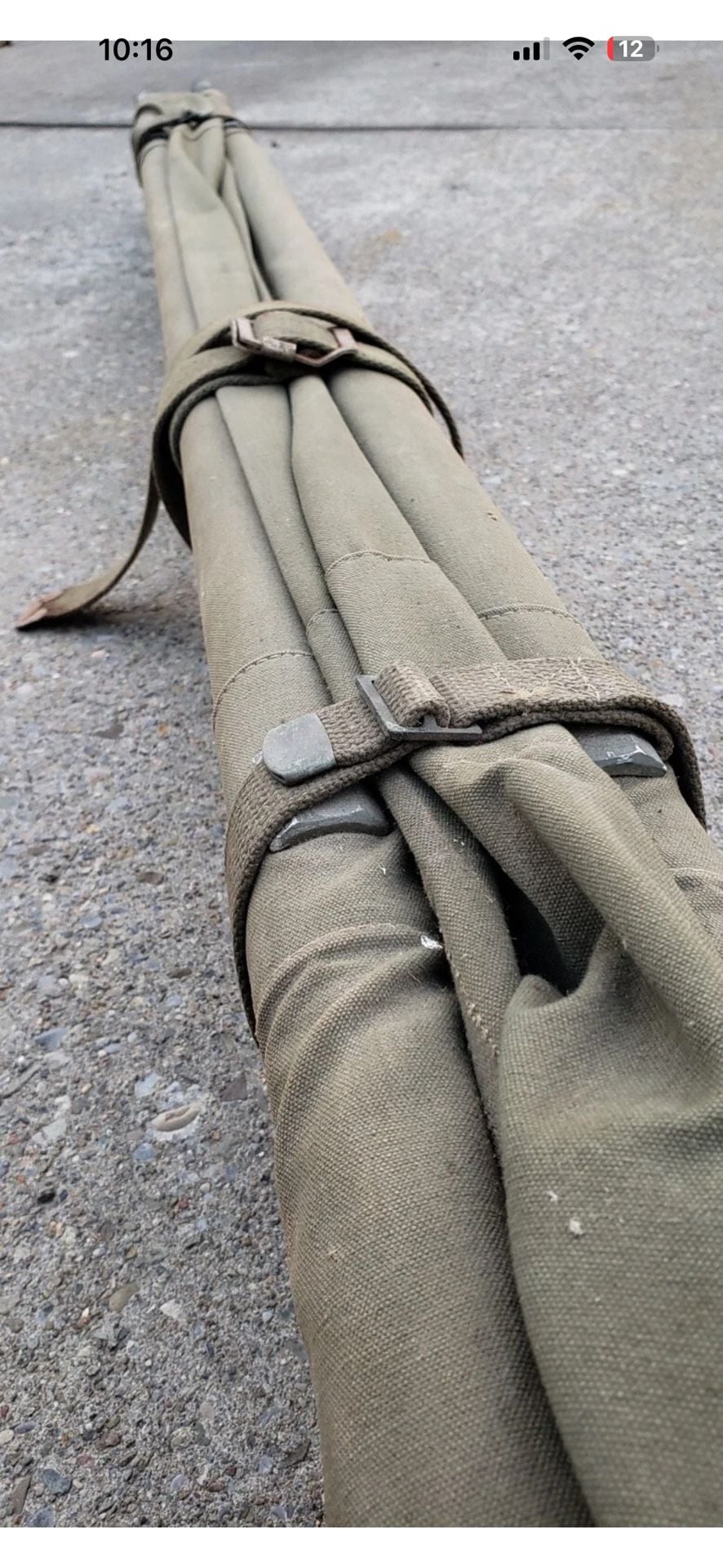 (3) Vintage US Military Medical Corps Folding Stretcher Litter Gurney Canvas 7