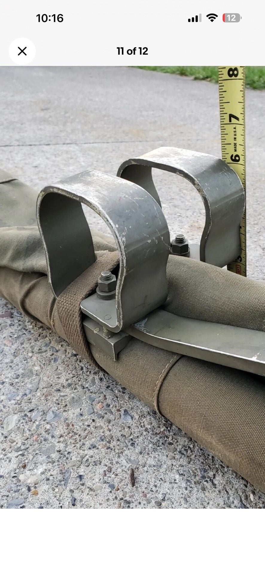 (3) Vintage US Military Medical Corps Folding Stretcher Litter Gurney Canvas 8