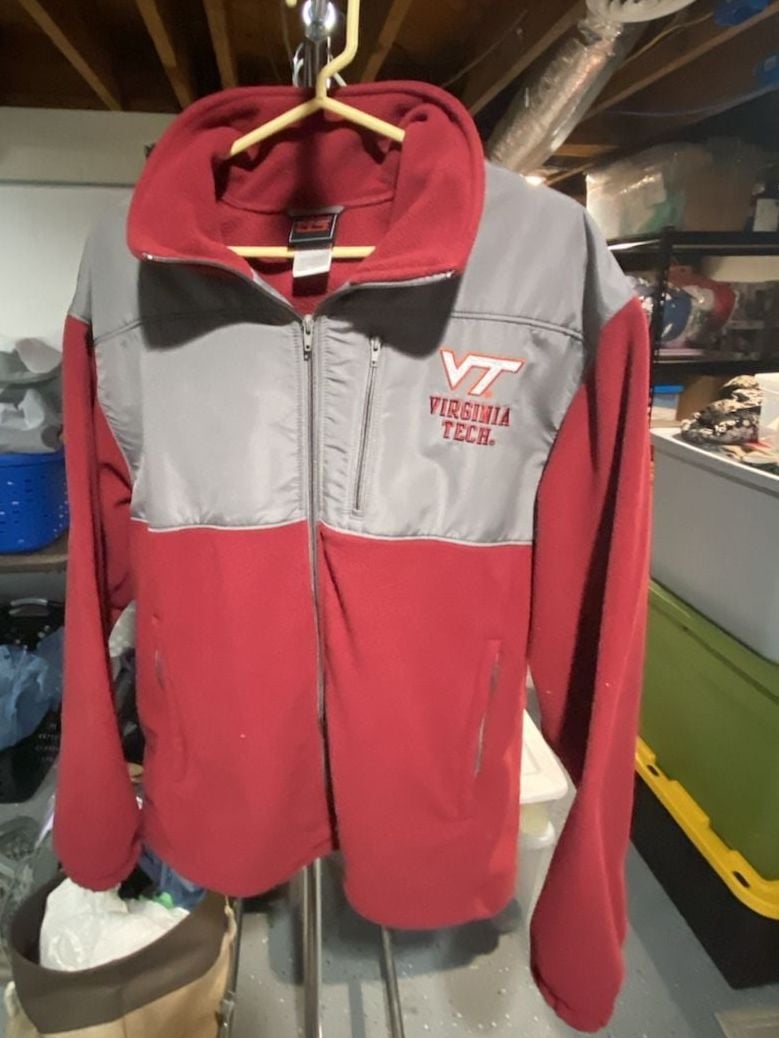Virginia Tech Hokies Full Zip Fleece Jacket Maroon Grey Mens 2