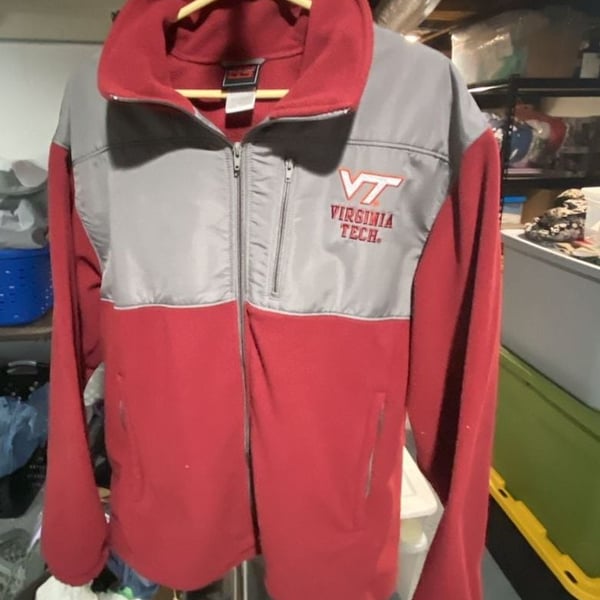 Virginia Tech Hokies Full Zip Fleece Jacket Maroon Grey Mens