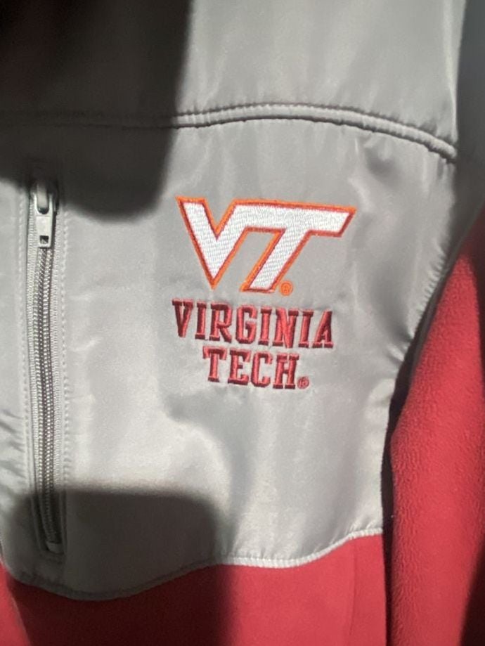Virginia Tech Hokies Full Zip Fleece Jacket Maroon Grey Mens 3