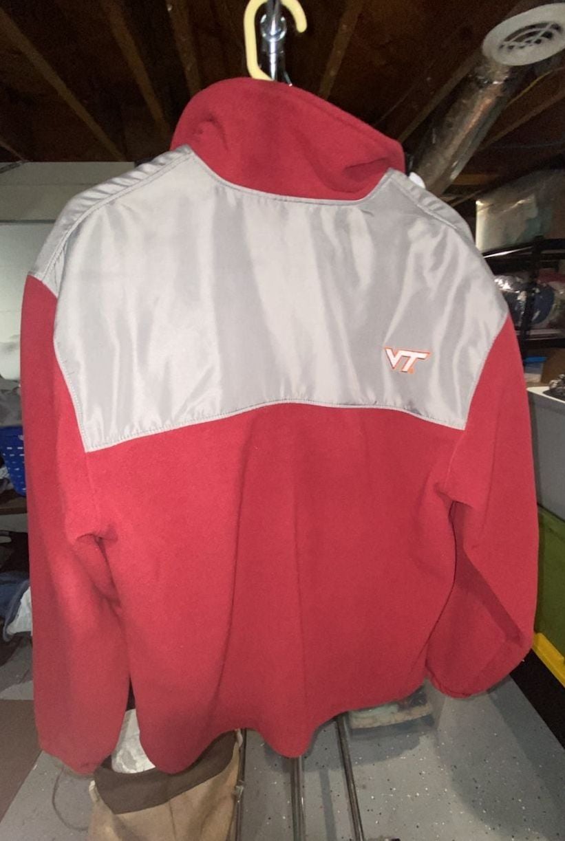 Virginia Tech Hokies Full Zip Fleece Jacket Maroon Grey Mens 10