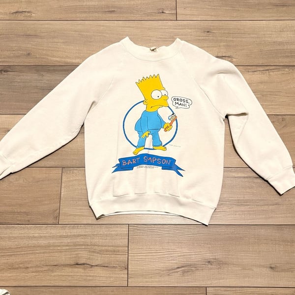 Vintage 1990 Bart Simpson Gross Man Graphic Crewneck Sweatshirt