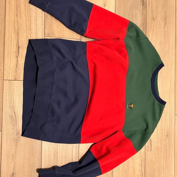 Chaps Ralph Lauren Vintage Colorblock Crewneck Sweatshirt Green Red Blue