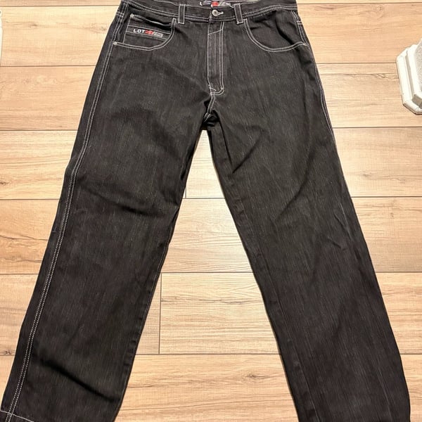 Lot 29 Black Denim Jeans Contrast Stitching Baggy Y2K Mens