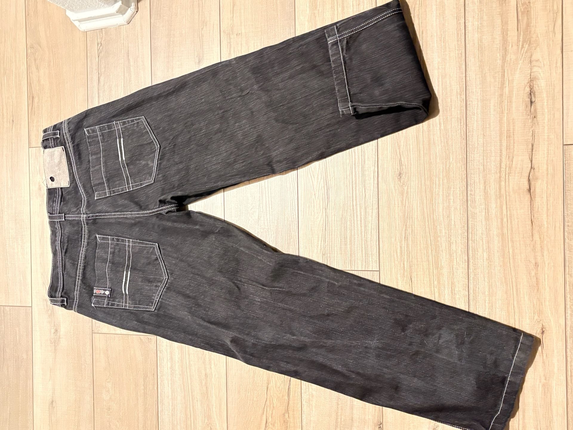 Lot 29 Black Denim Jeans Contrast Stitching Baggy Y2K Mens 3