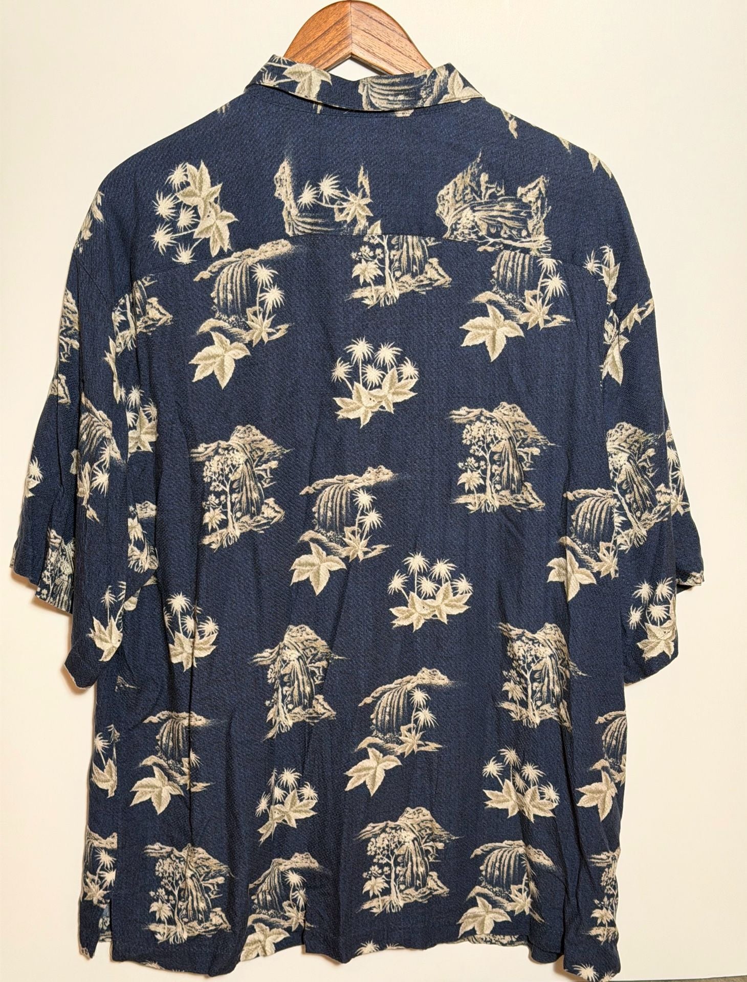 Original Island Sport Men's Blue Tropical Palm Tree Hawaiian Rayon Shirt Size L 4