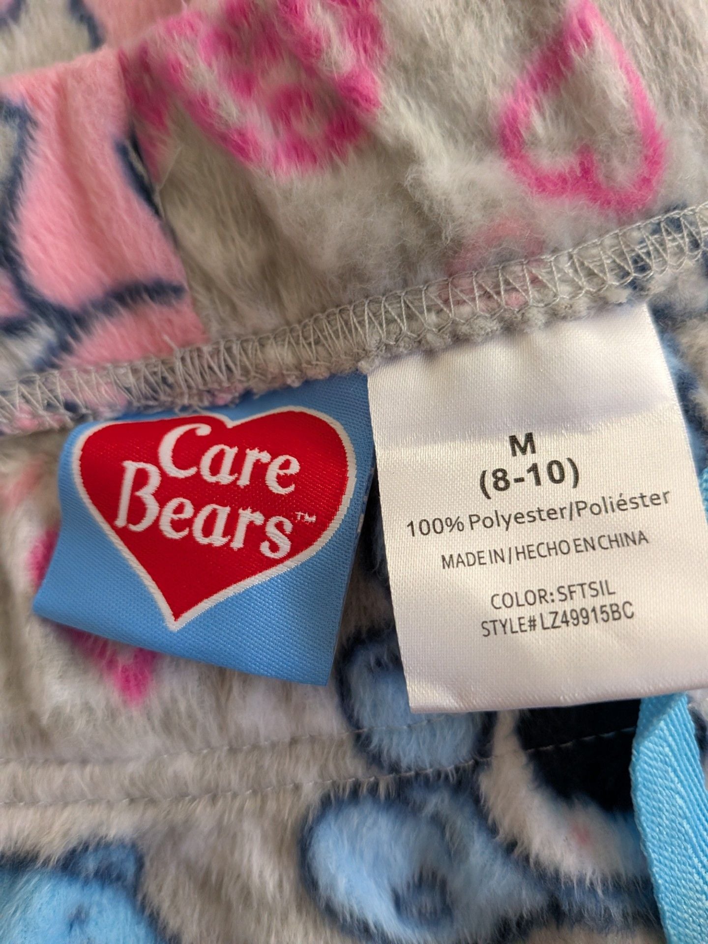 Care Bears Gray Print Fleece Cuffed Pajama Pants Size M 8-10 3