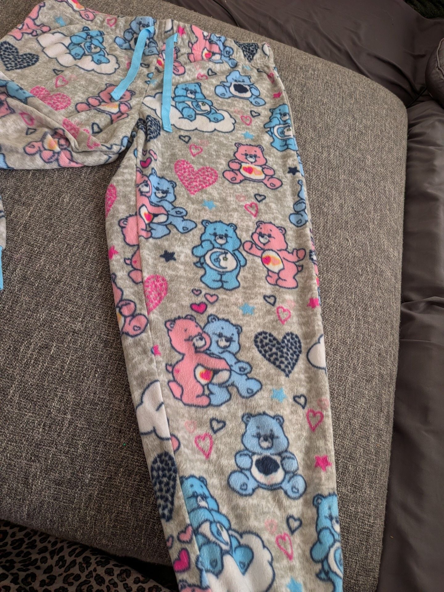 Care Bears Gray Print Fleece Cuffed Pajama Pants Size M 8-10 4