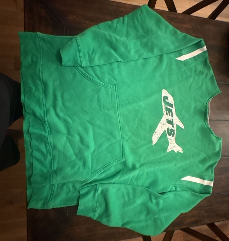 Fanatics Pro Line New York Jets Vintage Logo Kelly Green Pullover Hoodie 2
