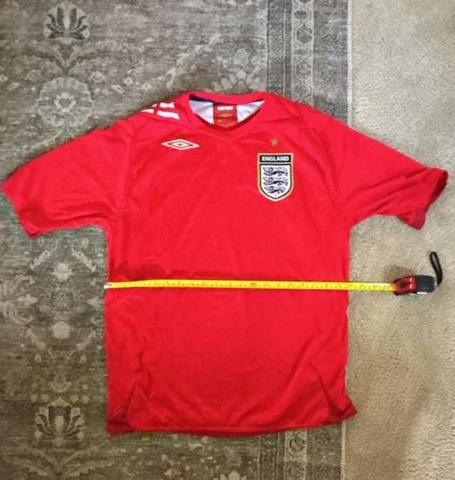Vintage 2006-2008 England Umbro Away Red Soccer Jersey 5