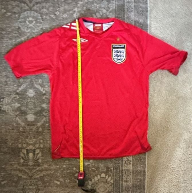 Vintage 2006-2008 England Umbro Away Red Soccer Jersey 6