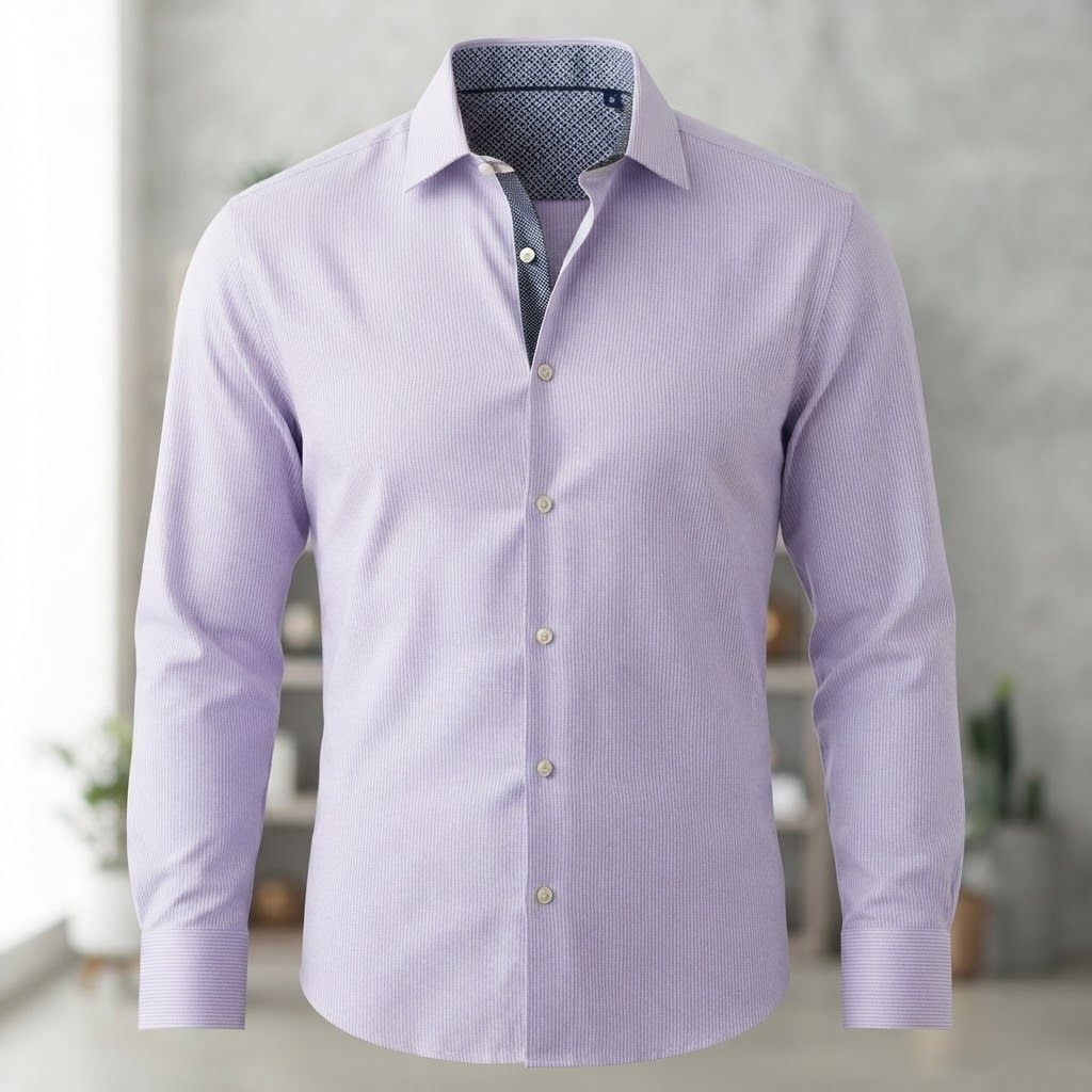 Aweness Kenneth Cole Men's Purple Button Up Dress Shirt Solid Long Sleeve 34/35 3