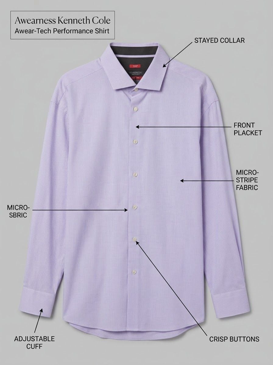 Aweness Kenneth Cole Men's Purple Button Up Dress Shirt Solid Long Sleeve 34/35 4