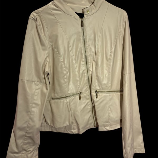 Steve Madden OLA400H Champagne Faux Leather Zip Jacket