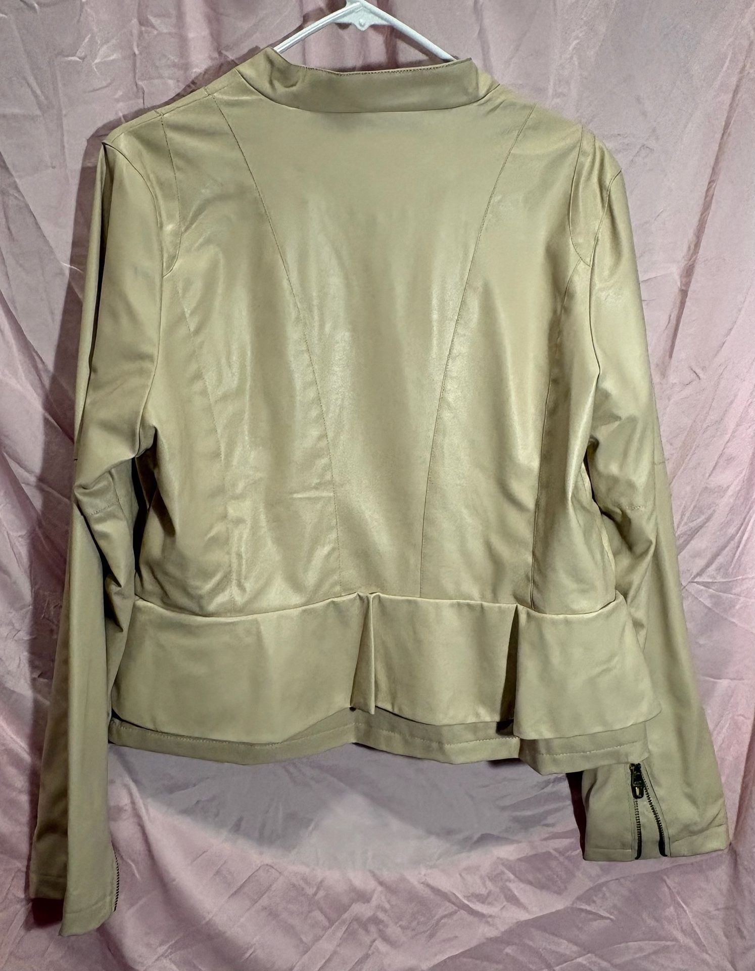 Steve Madden OLA400H Champagne Faux Leather Zip Jacket 3