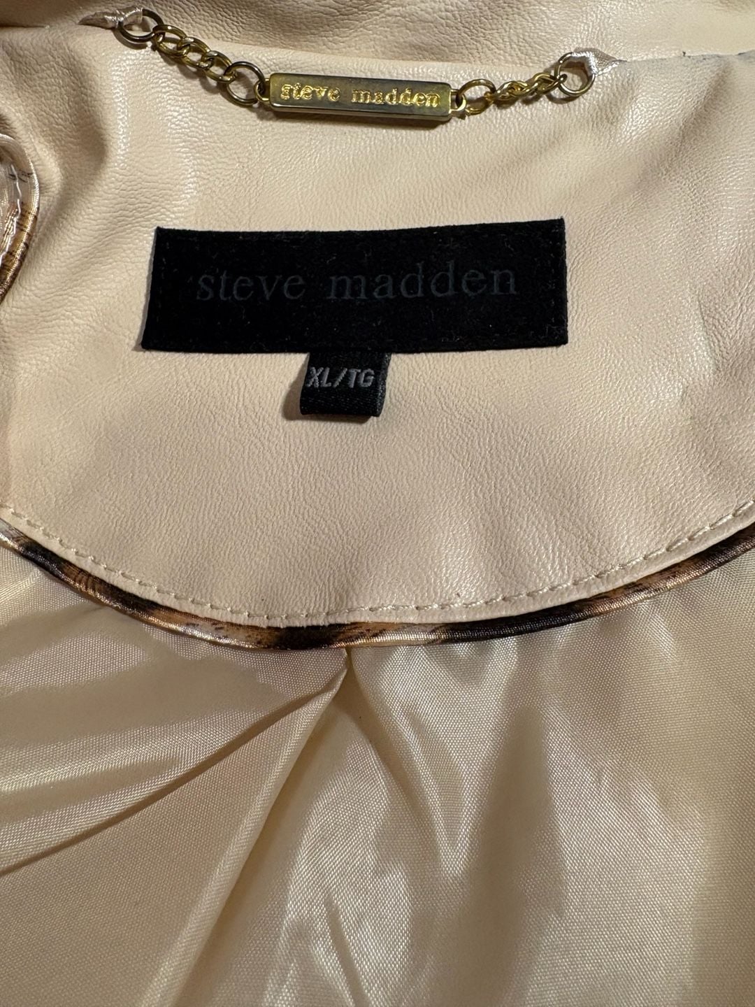 Steve Madden OLA400H Champagne Faux Leather Zip Jacket 5