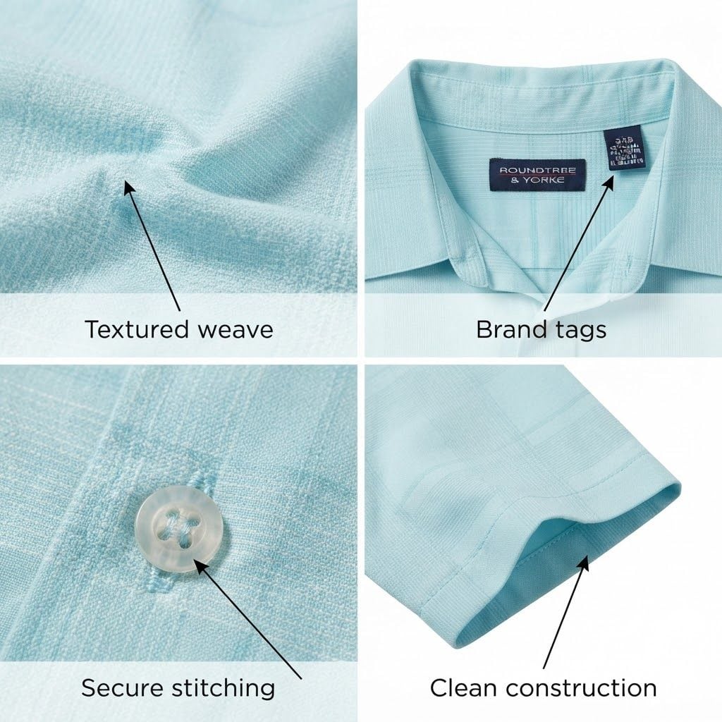 Roundtree & Yorke Men's 3XB Short Sleeve Button-Down Shirt in Aqua Blue 4
