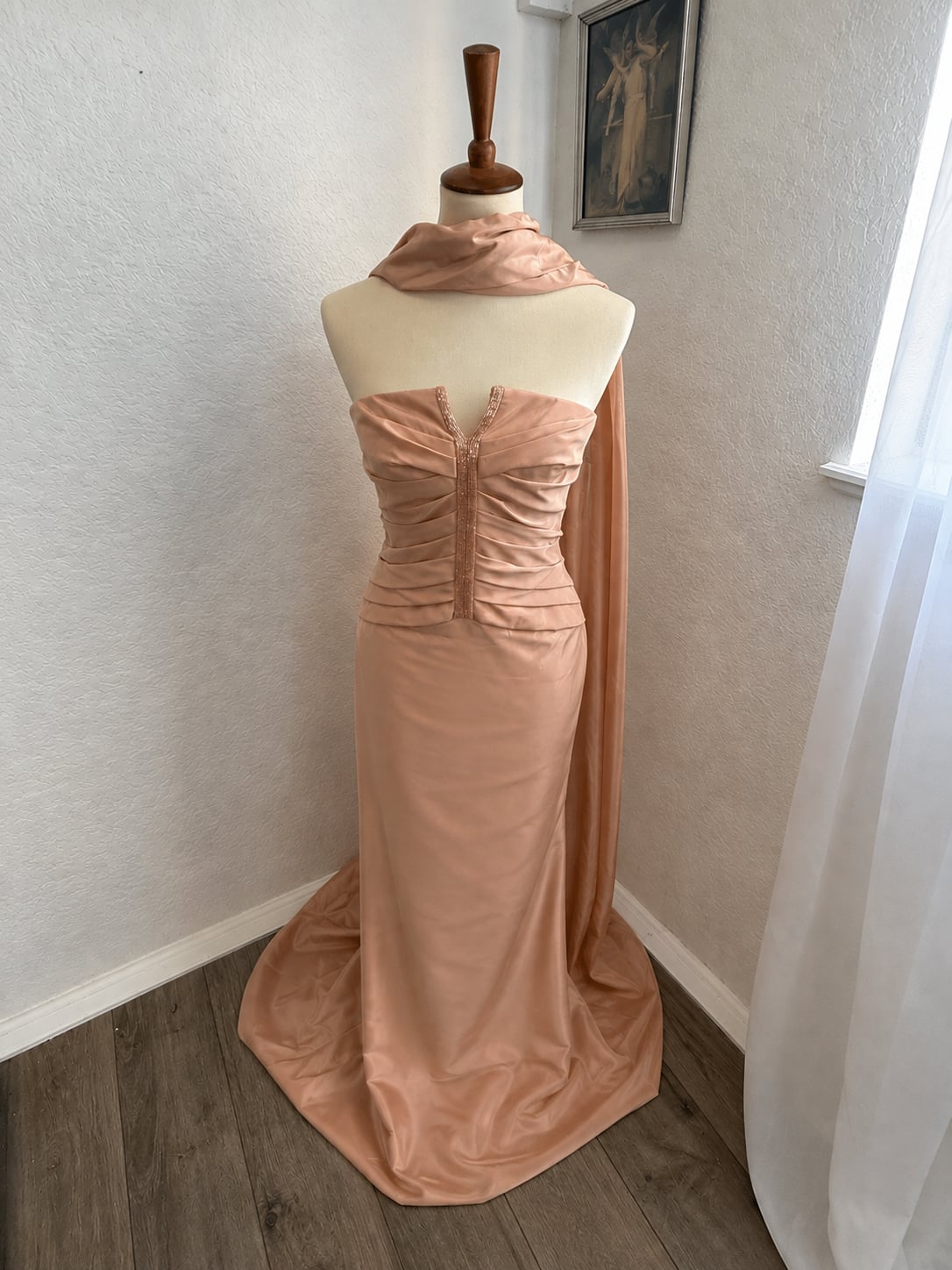 Y2k NWT Carmen Marc Valvo Signature Style 11776 Strapless Beaded Gown Size 4 3