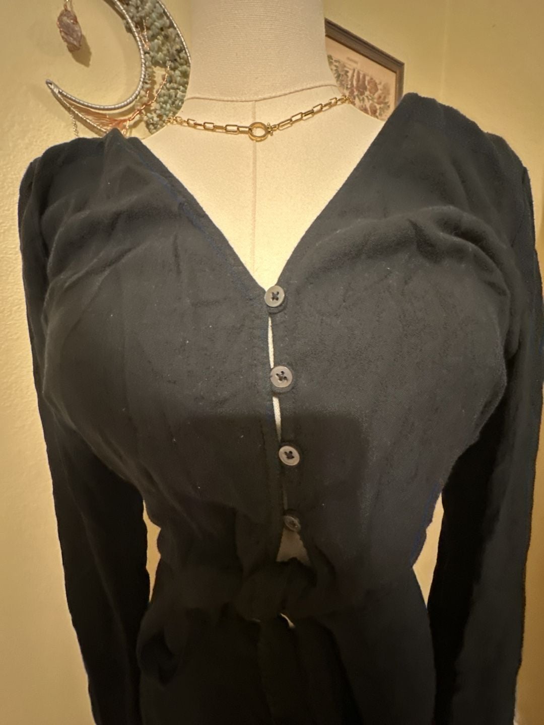 Abercrombie & Fitch Black Long Sleeve Tie Front Romper L 6