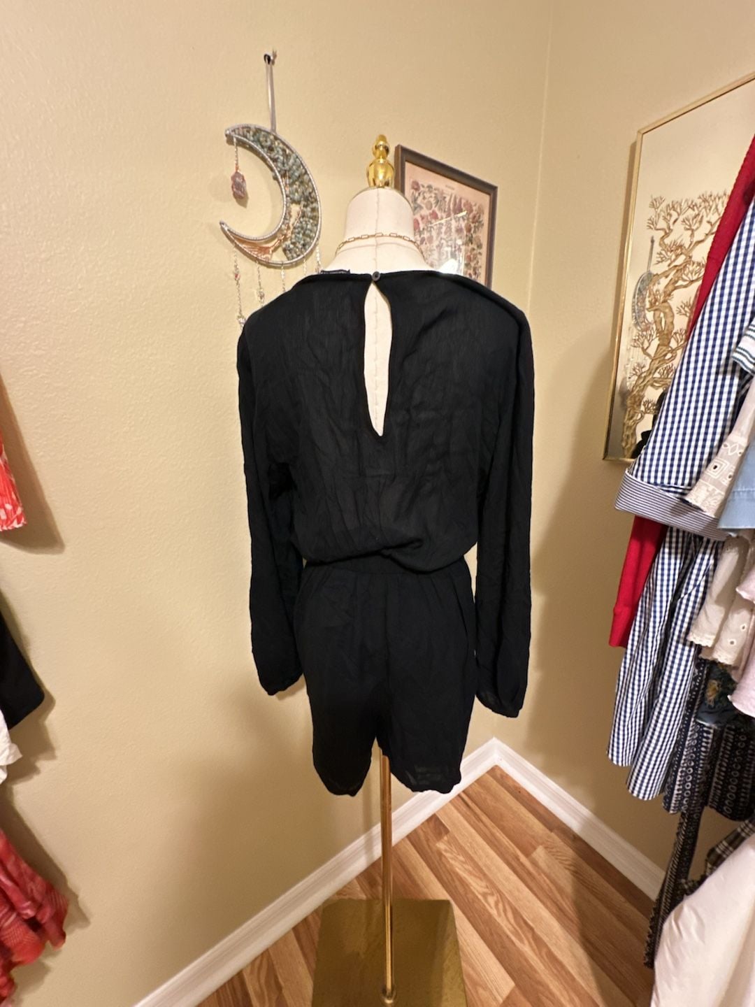 Abercrombie & Fitch Black Long Sleeve Tie Front Romper L 7