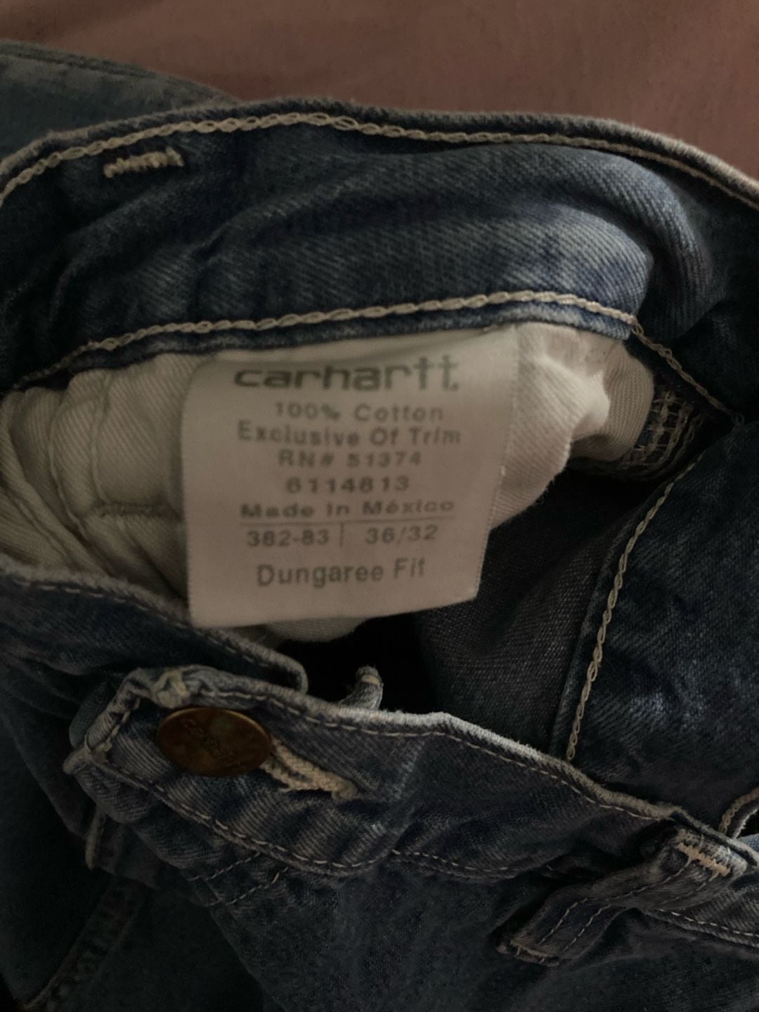 Carhartt Dungaree Fit Carpenter Jeans Medium Wash Denim Size 36x32 6