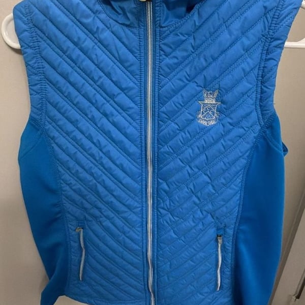 Levelwear Capital City Club Atlanta Womens M Quilted Golf Vest Blue Full Zip