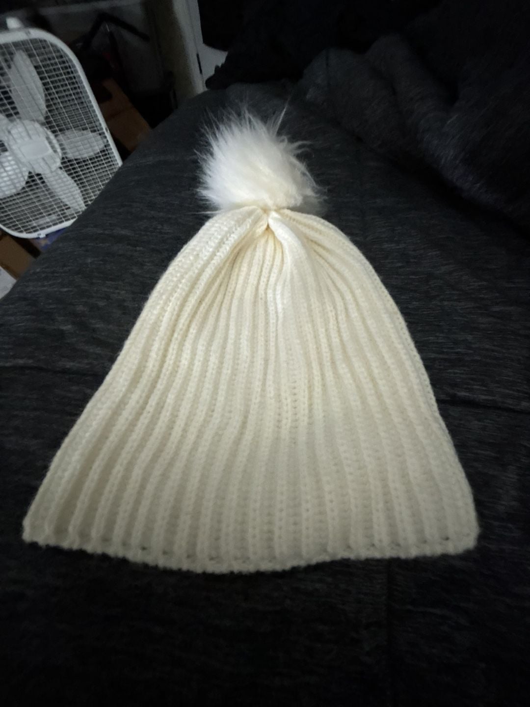 J.Crew Ivory Ribbed Pom-Pom Beanie Warm Comfy One Size 2